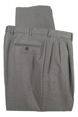 Ermenegildo Zegna Trofeo Mens Gray Pleated Wool Dress Pants 34W 35x29