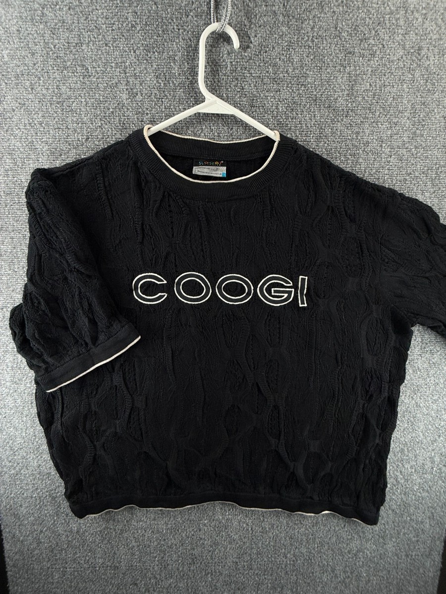 COOGI Australia Men Black Sweater Knit Crew Neck Short Sleeve