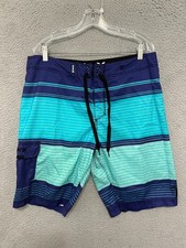 Hurley Mens Boardshorts Size 36 Striped Swim Trunks Adult Polyester
