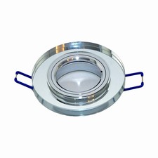 Einbaurahmen GU10 rund – Spiegelglas, facettiert, edles Design, inkl. Sockel