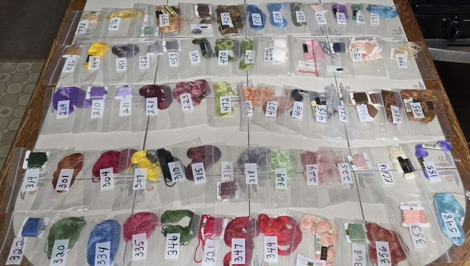 Huge Lot Cross Stitch! 200 Bags Skeins Thread Floss, Acc. Fabric Thimbles & More - Image 4 of 4