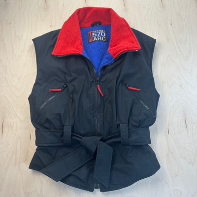 Vintage Polar Gear 570 ARC Belted Vest Sleeveless Puffer Black Red Blue Size L
