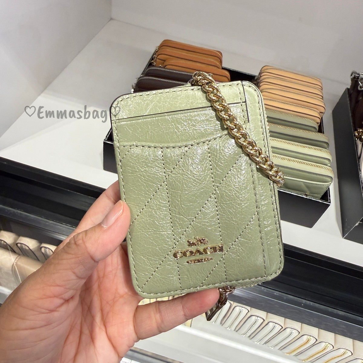 Coach Zip Card Case With Quilting CEC51 crinkle leather/Gold