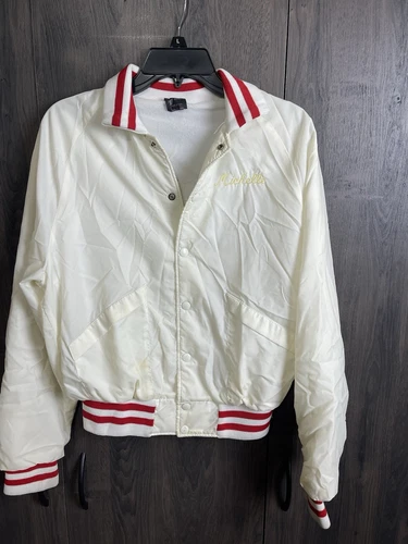 Vintage Aristo-Jac Button Up Satin Jacket Martin Racing Team Adult Large White - product listing photo