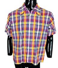 Vintage 70s JCPenney Towncraft Woven Button-Down Plaid Dagger Collar Shirt