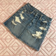 American Eagle Womens Size 4 Blue Jean Distressed Mini Skirt Denim P1202