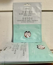 Wewell Detox Blemish Control Sheet Mask w/ Tea Tree & Charcoal - Lot Of 12 - NEW