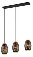 Reality Leuchten Pendelleuchte Bidar R31573080 Schwarz Matt Holz Exkl. 3X E27
