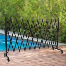 Black Metal Portable Safety Barrier Modern Expandable Barrier Gate With Wheels