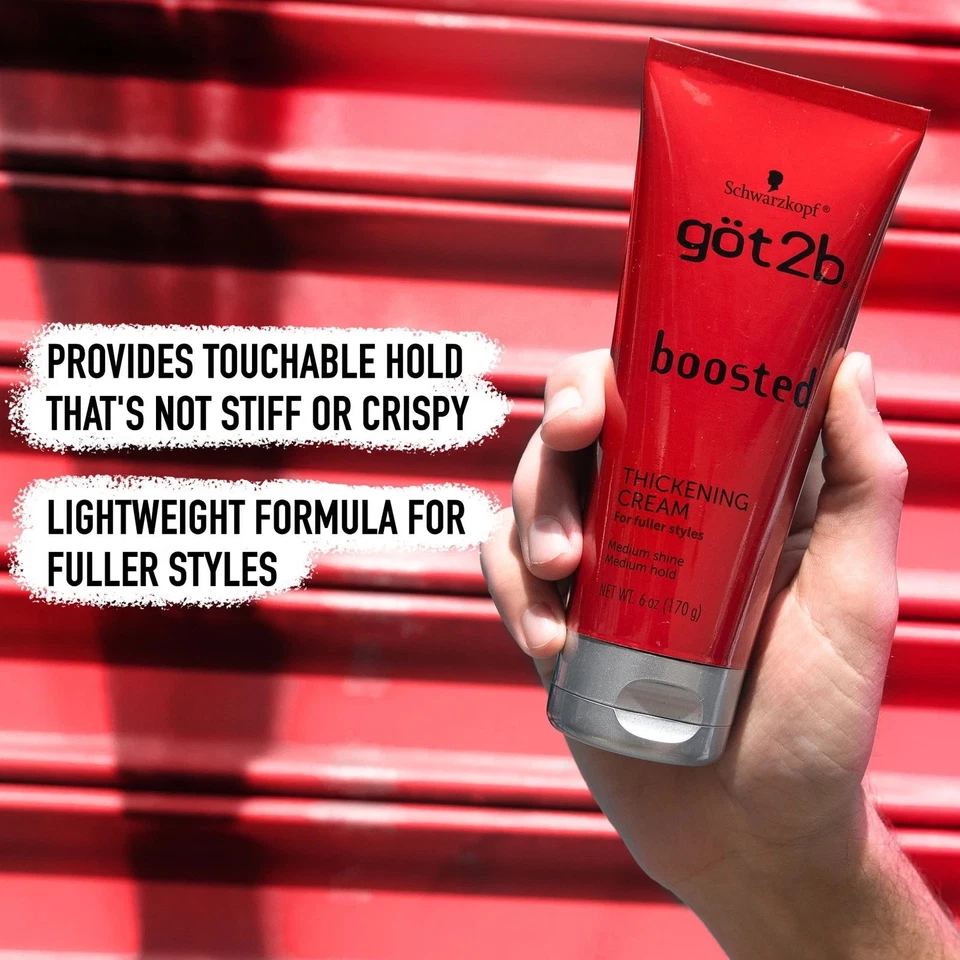 Crema espesante de cabello Got 2B potenciada para estilos más completos sujeción media paquete de 6 OZ de 2 Foto 4 de 4