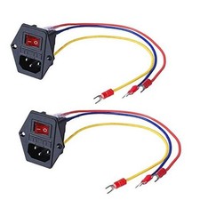 15A 250V Rocker Switch On/Off Power Socket Inlet Module Plug 10A Fuse 2pcs