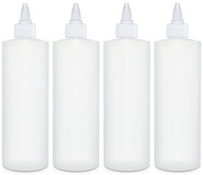 4 Pack 16oz Condiment Squeeze Bottles Leak Proof for Sauce Oil Crafts BPA Free