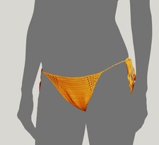 Cult Gaia Women's Orange Alivia Stretch Crochet Side-Tie Bikini Bottoms Size XS