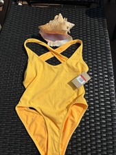 Women's Nike One Piece Bathing Suit- Yellow-Large NESSD230-858 Retail 72