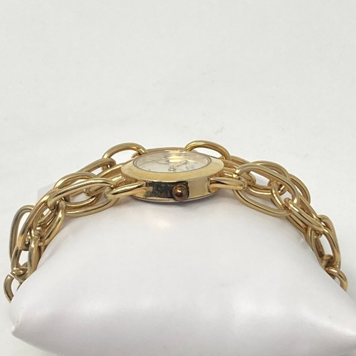 Figaro Couture Watch Women 26mm Gold Tone Multi Chain Link Band New Battery 7.5" - Picture 4 of 20