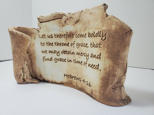 Bruce Tenorio Ceramics #LSCR Scripture Christian Scroll Pottery Hebrews 4:16 - Picture 3 of 6