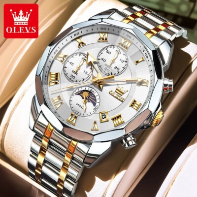 Waterproof Quartz Watch Men's Luminous Luxury OLEVS Steel Men Stainless Strap