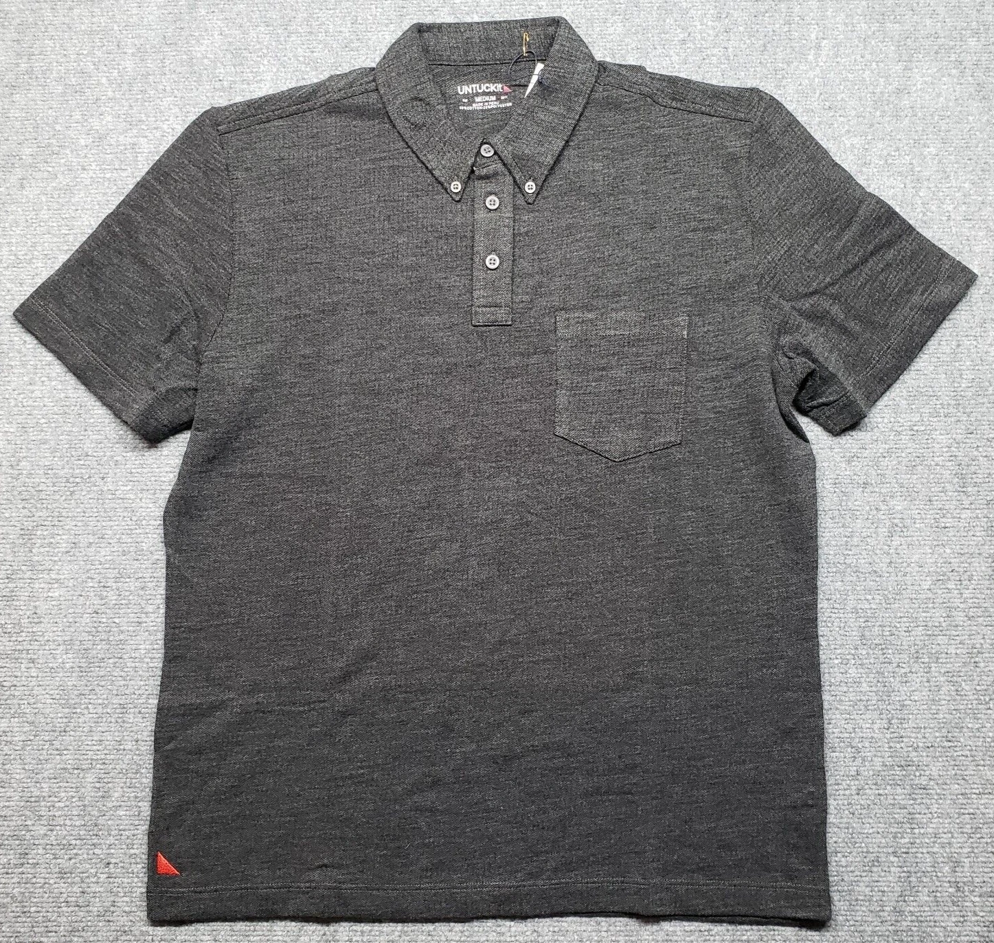 UNTUCKit Madiran Polo Shirt Mens M Gray Charcoal Short Sleeve Front Pocket New