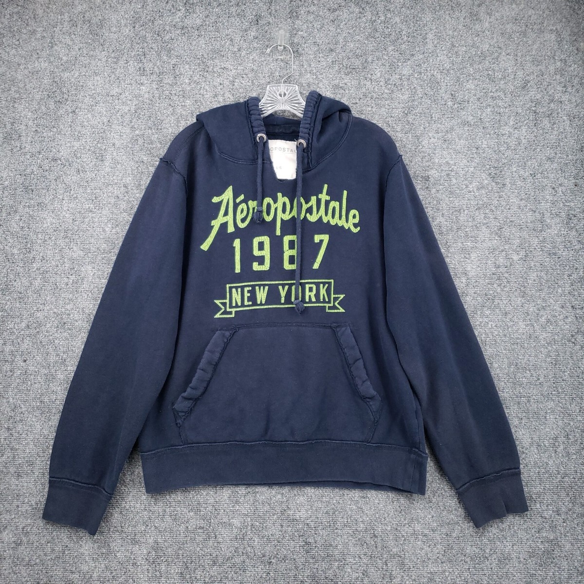 Aeropostale Hoodie Mens L Large Blue Aero NYC 1987 Sweatshirt