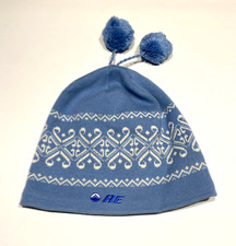 AMERICAN EAGLE AE Blue Knit Beanie Hat Pom Top Fleece Line One Size
