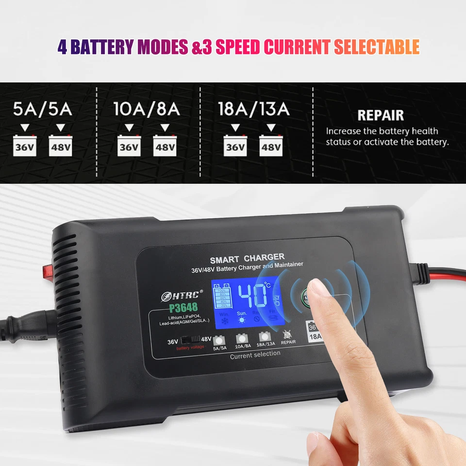 Cargador de batería de carro de golf 36V 18A 48V 13A plomo litio Lifepo4 con enchufe YAMAHA Foto 3 de 4