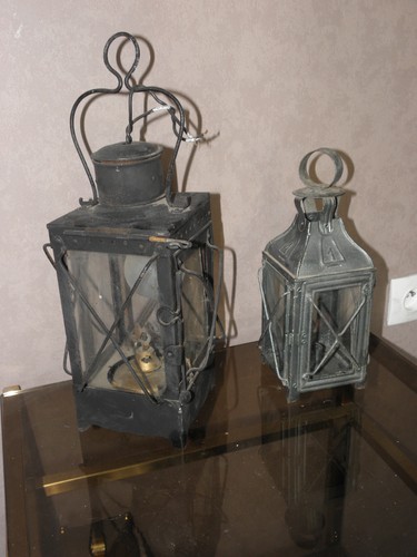Antique 2 Lantern Candle HOLDER BARN Lighting Lamp Vintage Primitive light old - Picture 8 of 8