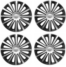 VAUXHALL MERIVA WHEEL TRIMS HUB CAPS PLASTIC COVERS FULL SET BLACK SILVER 14"