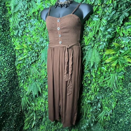 INDULGE Jumpsuit Women Large Brown Pants Flare Foot Romper NWT Sleeveless 0319 - Picture 3 of 16