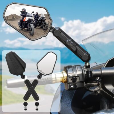 Adventure Motorcycle Mirrors 7/8'' Handlebar Mount M10 M8 For kawasaki KLR Suzuki