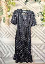 URBAN OUTFITTER'S Women's IDA Wrap Dress Black Short Sleeve Size Medium READ