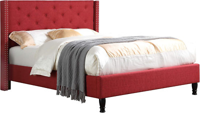 Burgundy Full Platform Bed - Stylish and Modern Design for Your Bedroom