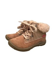 Osh Kosh B'Gosh GIRLS Boots Silver Pink GLITTER Sparkle Faux Fur Lace-Up Size 9