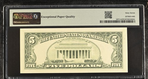 1981A $5 Federal Reserve Note Fr-1977-L San Francisco PMG67 Superb Gem EPQ - Picture 2 of 2