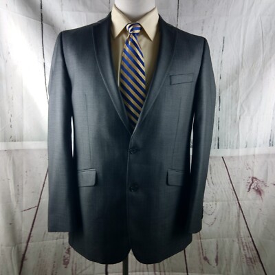 NWOT Kenneth Cole Reaction 42L 2 Button Shinny Gray Suit Jacket