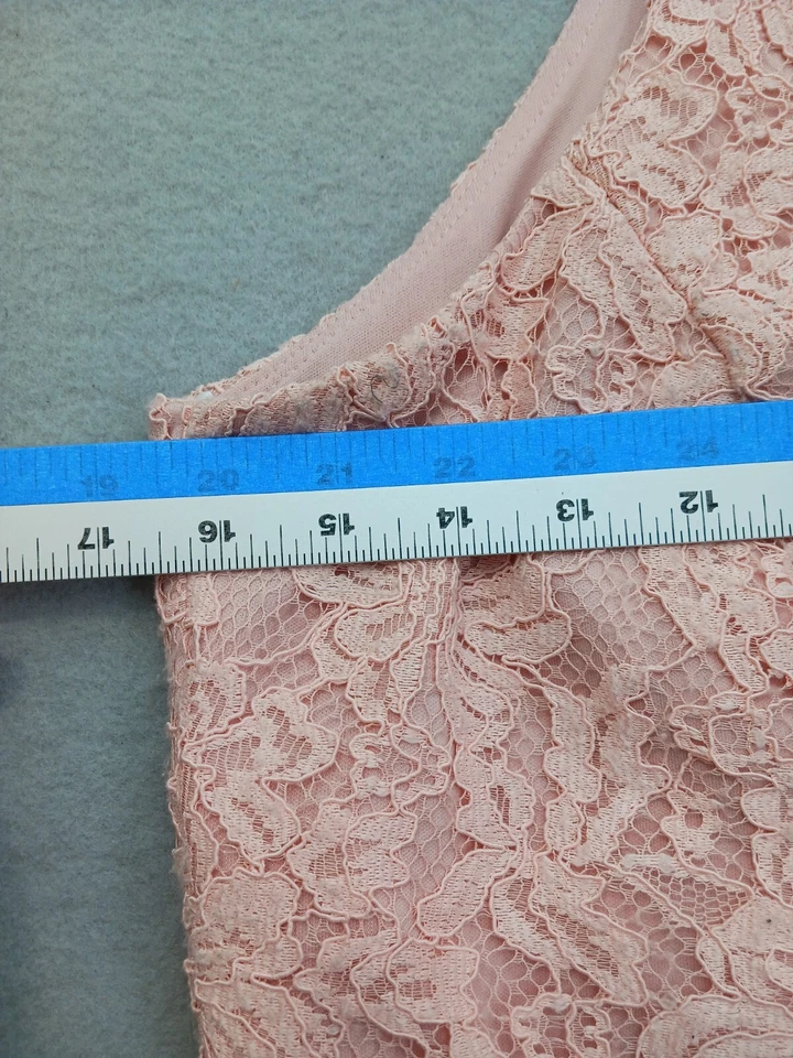 Vestido XSCAPE Fit & Flare 14 Rosa Encaje Sin Mangas Halter Cóctel Fiesta Foto 4 de 4