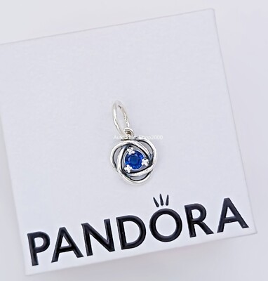 New PANDORA 925 Birthstone September Blue Eternity Circle Dangle