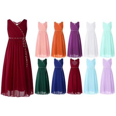 DE ranrann Mädchen Elegant Chiffon Partykleid Prinzessin Ärmellos Kommunionkleid
