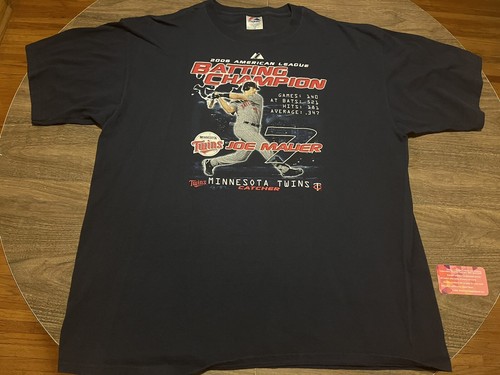 Joe Mauer 2006 AL Batting Champion Minnesota Twins MLB Majestic 2XL T Shirt - Picture 2 of 7