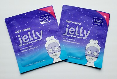 Clean & Clear Night Relaxing Jelly Eye Sheet Mask LOT OF 2 NEW