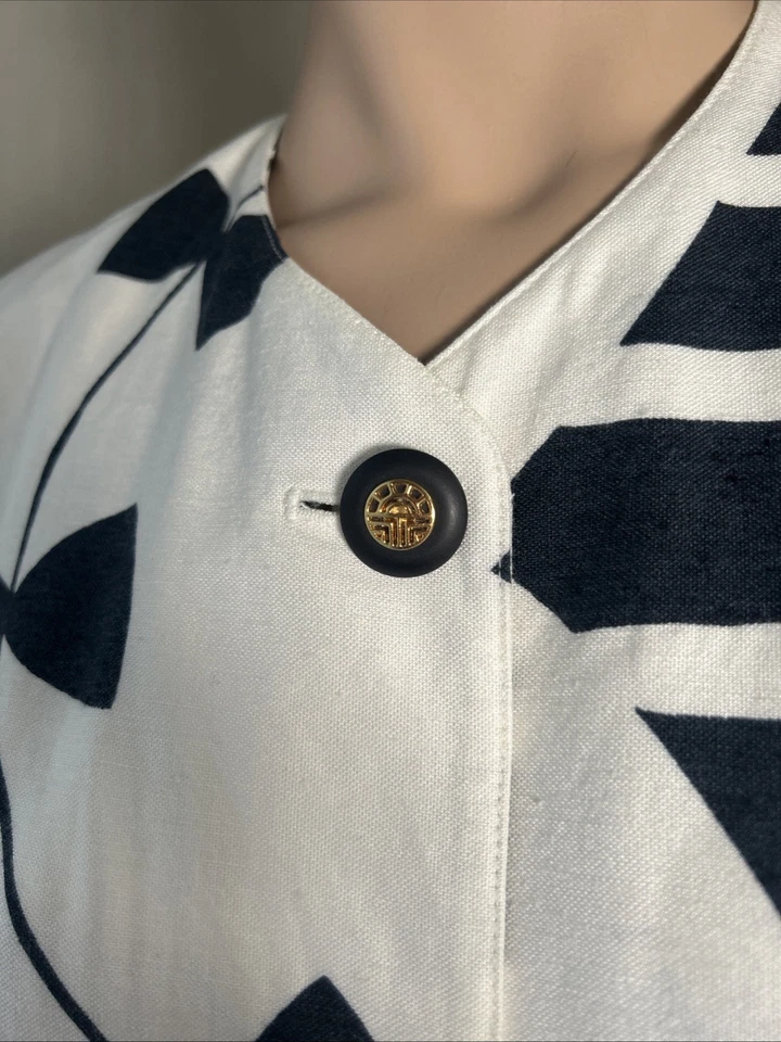 Vestido Blazer Louis Feraud Vintage Años 60 70 Mini Mezcla de Lino Talla 6 Patrón Cometa Foto 4 de 4