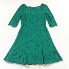Eliza J. Green Lace Fit & Flare 3/4 Sleeve Cocktail Tulip Knee Length Dress 10