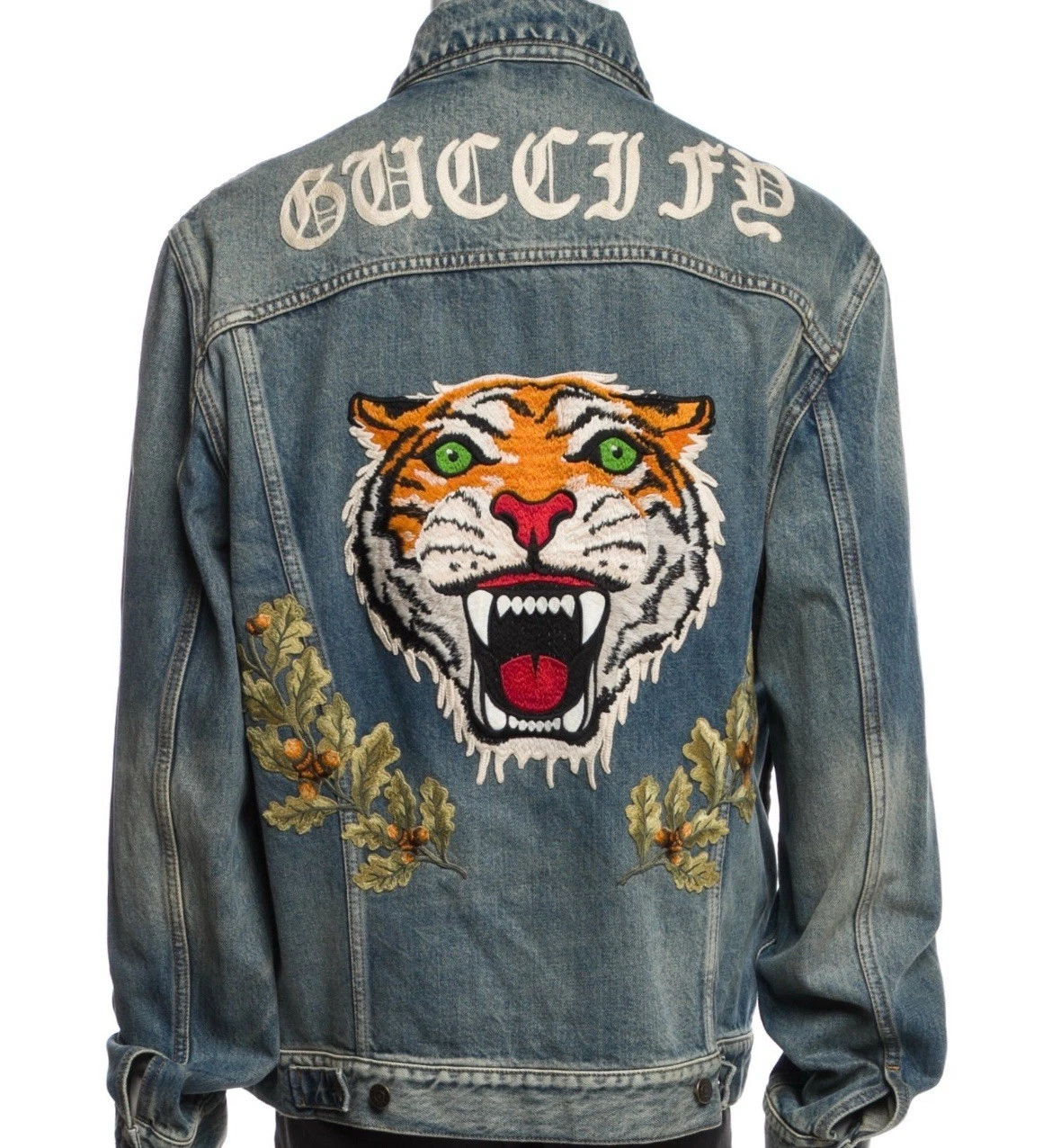 Giacca denim Gucci blu ricamato XL