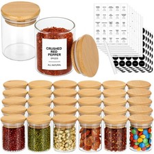 4OZ Glass Spice Jars with Bamboo Lids and 315 Labels 10 Pcs Clear Food Storage