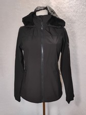 Free Country Women's Black Hooded Softshell Jacket Zip-up Xs 2 Thumb Holes