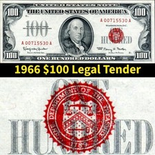 HGR SUNDAY 1966 $100 Legal Tender ((Beautiful)) Appears Near UNCIRCULATED