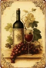 Vintage Red Wine Grapes Metal Wall Sign French Countryside Decor 8 * 12 Inch