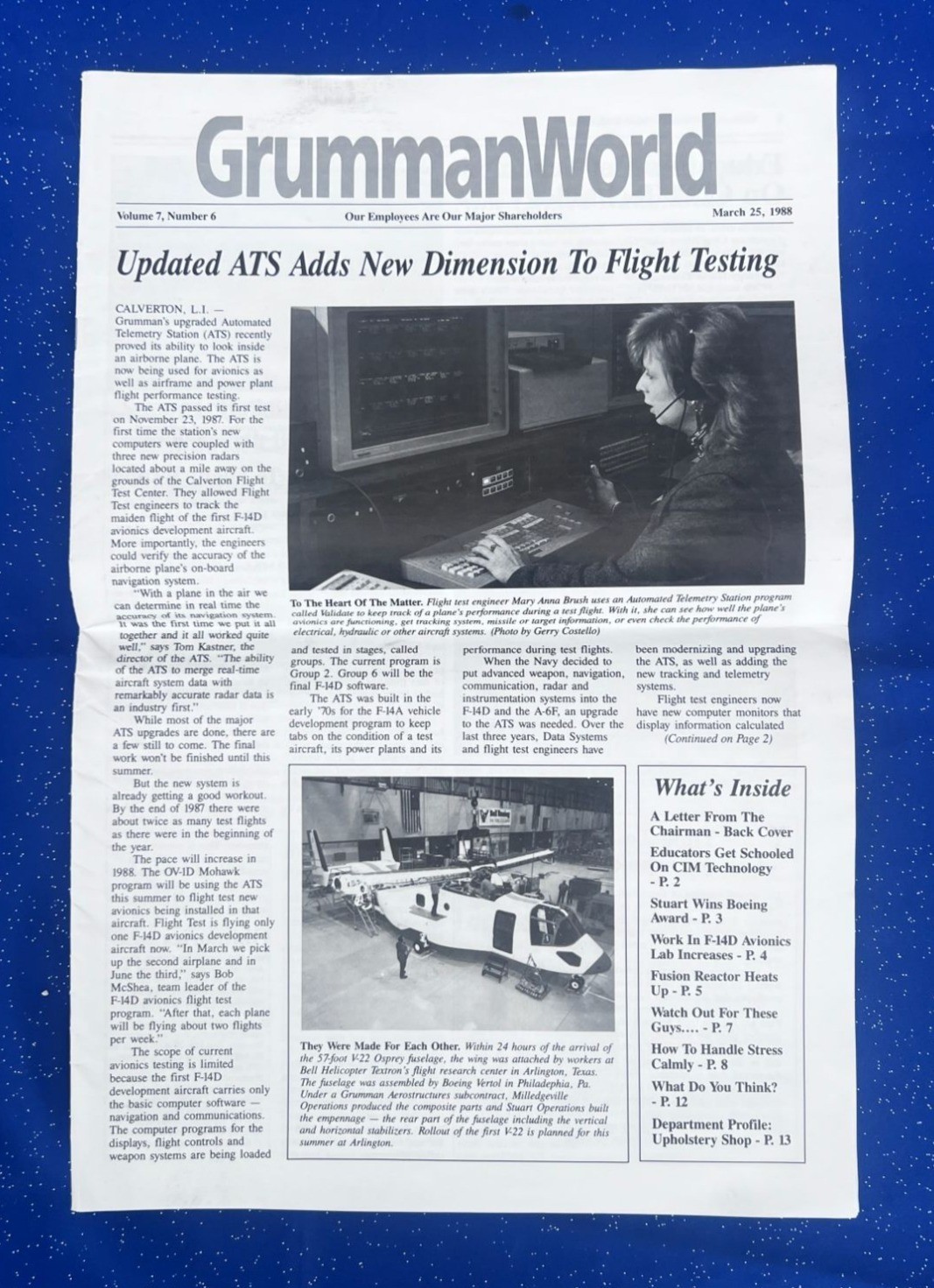 Vintage Grumman World Newsletter 1988 NASA Employee Magazine Master Builder