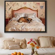 Oil Painting Dog Boxer Canvas Print Living Room Decor Pet Artwork Wall Art