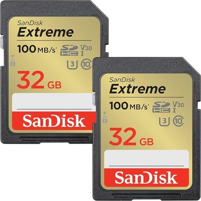 SanDisk Extreme SDHC UHS-I Speicherkarte 2er-Pack 32 GB (V30, U3, 4K UHD Videos)