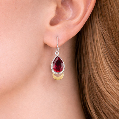 Pink Rubellite Gemstone Drop Earrings 925 Sterling Silver Trendy Jewelry 1.5''